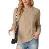 image:imageGRECERELLE 2026 Womens Fall Winter Long Sleeve Casual Pullover Sweater TopsCamel
