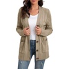 image:imageGRECERELLE 2026 Womens Long Sleeve Cable Knit Cardigan Sweater with Pockets01khaki