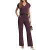 image:imageGRECERELLE 2026 Womens Spring amp Summer Casual 2 Piece Set  VNeck Top amp WrinkleFree Pants With PocketsRosewood