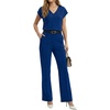 image:imageGRECERELLE 2026 Womens Spring amp Summer Casual 2 Piece Set  VNeck Top amp WrinkleFree Pants With PocketsRoyal Blue