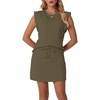 image:imageGRECERELLE 2026 Womens Summer 2 Piece Skort Set Cap Sleeve Round Neck Top amp Tennis Skirt with Pockets for Athletic amp CasualArmy Green