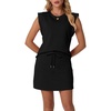 image:imageGRECERELLE 2026 Womens Summer 2 Piece Skort Set Cap Sleeve Round Neck Top amp Tennis Skirt with Pockets for Athletic amp CasualBlack