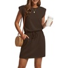 image:imageGRECERELLE 2026 Womens Summer Tie Waist Casual T Shirt Dress with PocketsDark Coffee