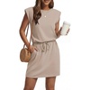 image:imageGRECERELLE 2026 Womens Summer Tie Waist Casual T Shirt Dress with PocketsOatmeal