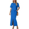 image:imageGRECERELLE 2026 Womens Summer WrinkleFree 2 Piece Skirt Sets with PocketsRoyal Blue