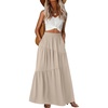 image:imageGRECERELLE Maxi Skirts for Women High Waist Tiered with PocketsOatmeal