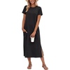 image:imageGRECERELLE Midi Dresses for Women  WrinkleFree Crewneck Split Long Dress for Work Travel Casual Versatile with PocketBlack