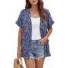 image:imageGRECERELLE Short Sleeve Cardigan for Women Lightweight Summer with Pockets Open Front Casual Beach Cover Ups 2026Blue Small Flower