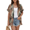 image:imageGRECERELLE Short Sleeve Cardigan for Women Lightweight Summer with Pockets Open Front Casual Beach Cover Ups 2026Camou Green Pink