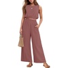 image:imageGRECERELLE Two Piece Sets for Women Summer Crop Top Wide Leg Pants 2026Rust Red