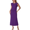 image:imageGRECERELLE Women Summer 2 Piece Sets Round Neck WrinkleFree Top amp Elastic Waist Midi Fishtail Skirt with PocketsXS3XLDark Purple