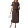 image:imageGRECERELLE Womens 2 Piece Casual Summer Set Half Zip Short Sleeve Top amp Back Slit Maxi Skirt with Pockets For VacationDark Coffee