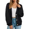 image:imageGRECERELLE Womens 2026 Fall Chunky Knit Cardigan SweaterAblack