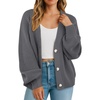 image:imageGRECERELLE Womens 2026 Fall Chunky Knit Cardigan SweaterGray