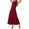 image:imageGRECERELLE Womens 2026 Spring Summer Casual Mock Neck Sleeveless Flared Maxi Dress with Pockets XS  3XLRed