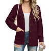 image:imageGRECERELLE Womens Cable Chunky Knit Cardigan Sweater with PocketsWine Red