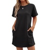 image:imageGRECERELLE Womens Casual TShirt Dress with Pockets Short Sleeve Shift Dresses WrinkleResistant Above Knee LengthAblack
