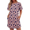 image:imageGRECERELLE Womens Casual TShirt Dress with Pockets Short Sleeve Shift Dresses WrinkleResistant Above Knee LengthRed Striped Bow