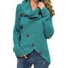 image:imageGRECERELLE Womens Fall Chunky Turtleneck Long Sleeve Asymmetric Hem Loose Knit Pullover Sweaters Tops S2XL09 Aicd Blue