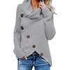 image:imageGRECERELLE Womens Fall Chunky Turtleneck Long Sleeve Asymmetric Hem Loose Knit Pullover Sweaters Tops S2XLGray