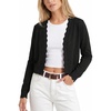 image:imageGRECERELLE Womens Lightweight Cropped Cardigan Sweater Scalloped TrimAblack