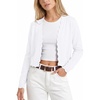 image:imageGRECERELLE Womens Lightweight Cropped Cardigan Sweater Scalloped TrimAwhite