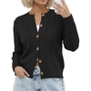image:imageGRECERELLE Womens Long Sleeve Cable Knit Button Down Crew Neck Casual Cardigan Sweater S2XLBlack