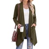 image:imageGRECERELLE Womens Long Sleeve Lightweight Cardigan Casual Open Front Draped Asymmetric Hem Cardigans with PocketsArmy Green