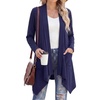 image:imageGRECERELLE Womens Long Sleeve Lightweight Cardigan Casual Open Front Draped Asymmetric Hem Cardigans with PocketsNavy Blue