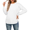 image:imageGRECERELLE Womens Long Sleeve Lightweight Crewneck Sweater Tops Casual Soft Knit Pullover JumperWhite