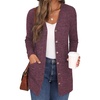image:imageGRECERELLE Womens Long Sleeve Open Front Cardigan Button Down Ribbed Lightweight Knit Outerwear with PocketRose Red
