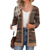 image:imageGRECERELLE Womens Long Sleeve Open Front Cardigan Button Down Ribbed Lightweight Knit Outerwear with PocketRound Flower Green
