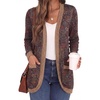image:imageGRECERELLE Womens Long Sleeve Open Front Cardigan Casual VNeck Curved Hem Ribbed Knit Sweater Outerwear with PocketsCashew Navy