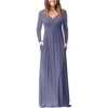 image:imageGRECERELLE Womens Long Sleeve V Neck Casual Button Maxi Dress 2025 with PocketsPurple Gray