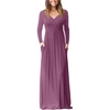 image:imageGRECERELLE Womens Long Sleeve V Neck Casual Button Maxi Dress 2025 with PocketsRed Gray
