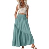 image:imageGRECERELLE Womens Maxi Skirt High Waist Tiered ALine with PocketsSea Green