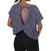 image:imageGRECERELLE Womens Open Back Workout Tops Backless Athletic Shirts Casual Crop Running Tee Y2k YogaRose Pink Flower
