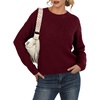 image:imageGRECERELLE Womens Pullover Sweater Chunky Crew Neck Long Sleeve Losse Casual Knit Tops Blouse S2XLWine Red