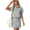image:imageGRECERELLE Womens Summer 2 Piece Skort Set Half Zip Short Sleeve Top amp Pocketed Tennis Skirt For Sports amp VacationsLight Gray