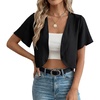 image:imageGRECERELLE Womens Summer Lightweight Cropped Cardigan ShrugBlack