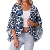 image:imageGRECERELLE Womens Summer Lightweight Cropped CardiganWhite Palm Leaf