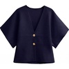 image:imageGRECERELLE Womens Summer Lightweight Short Sleeve Cardigans Open Front V Neck Casual Knit Button Down SweaterNavy Blue