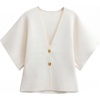 image:imageGRECERELLE Womens Summer Lightweight Short Sleeve Cardigans Open Front V Neck Casual Knit Button Down SweaterWhite