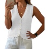 image:imageGRECERELLE Womens Summer Sleeveless V Neck Sweater Vest Knit Tank TopAwhite
