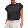 image:imageGRECERELLE Womens Summer Tops Cap Sleeve Crew Neck Basic TShirtAblack