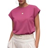 image:imageGRECERELLE Womens Summer Tops Cap Sleeve Crew Neck Basic TShirtHot Pink
