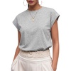 image:imageGRECERELLE Womens Summer Tops Cap Sleeve Crew Neck Basic TShirtLight Grey