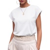image:imageGRECERELLE Womens Summer White Tops Cap Sleeve Crew Neck Basic TShirt