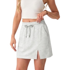 image:imageGRECERELLE 2026 Women Active Skirts with Side Slit Builtin Shorts amp Pockets for Tennis Golf Athletic Casual SkortWhite Gray