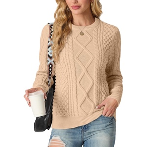 image:imageGRECERELLE 2026 Womens Fall Winter Long Sleeve Casual Pullover Sweater TopsApricot